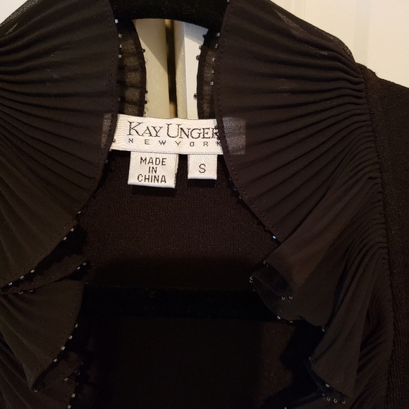 Kay Unger Sleeveless Vest w/ Beaded Ruffle - Picture 2 of 5